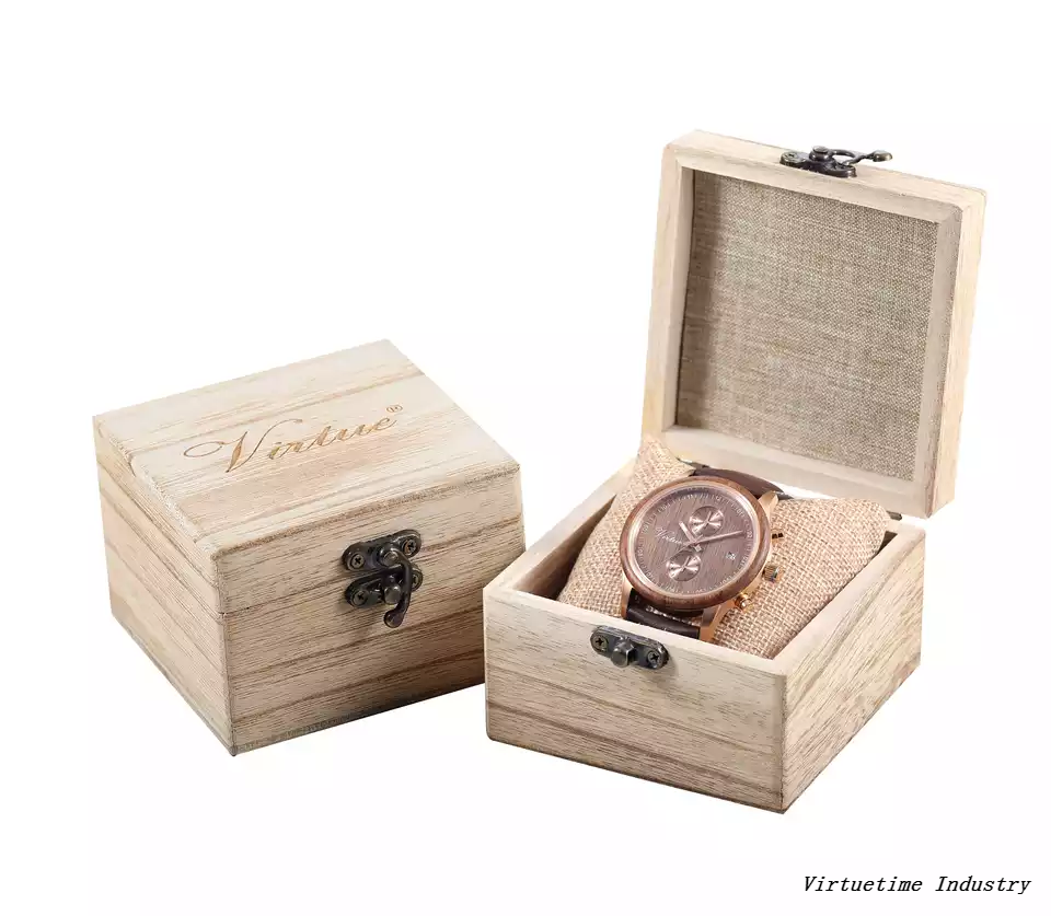 Men's Stainless Steel Quartz Wooden Watch Customization Logo Leather Strap