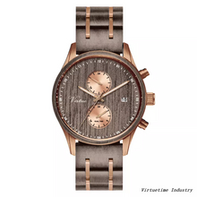 Luxury Bamboo Wooden Watches for Men Custom Logo Low MOQ Chronograph Quartz Stainless Steel Wood WristWatch