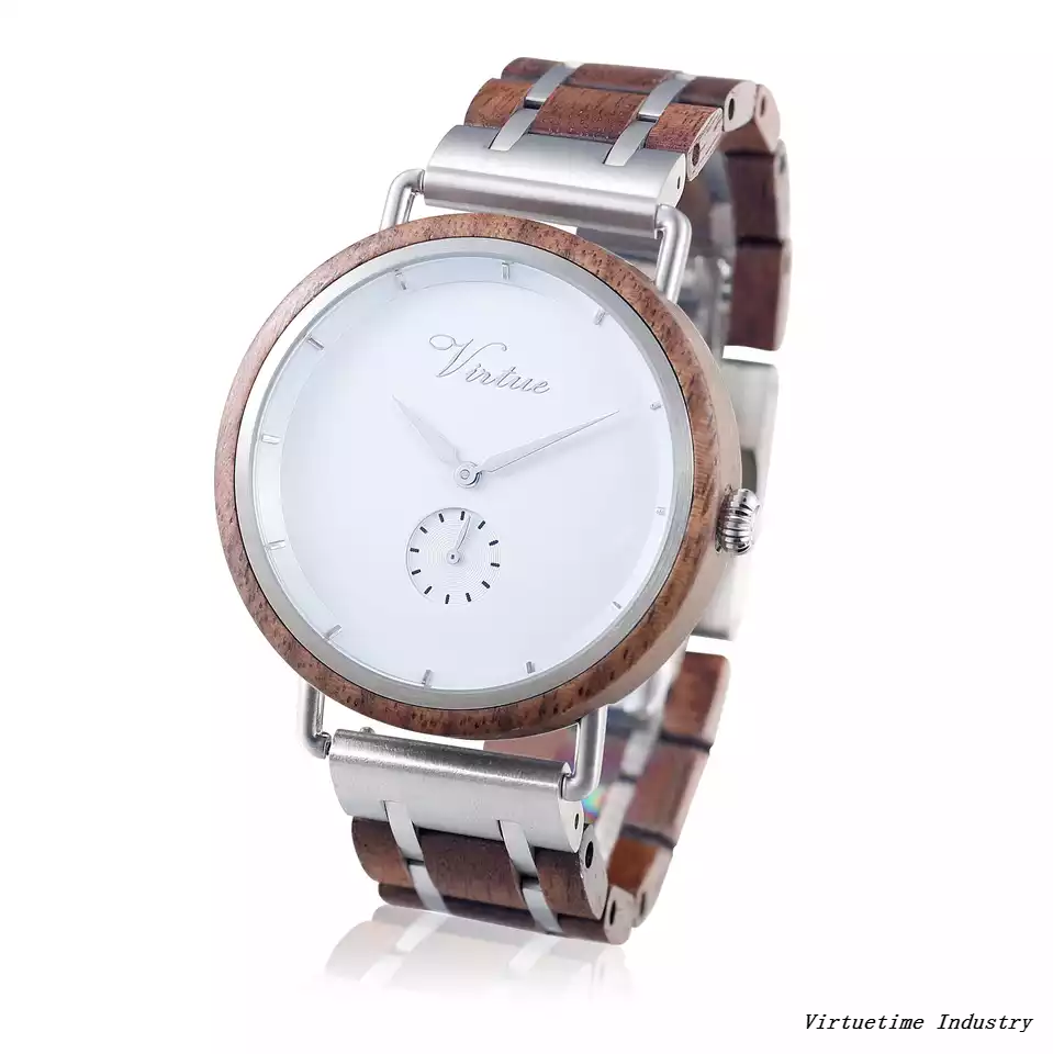 Stainless Steel Wooden Watch 3BAR Water Resistant Custom Logo Personalized Gift