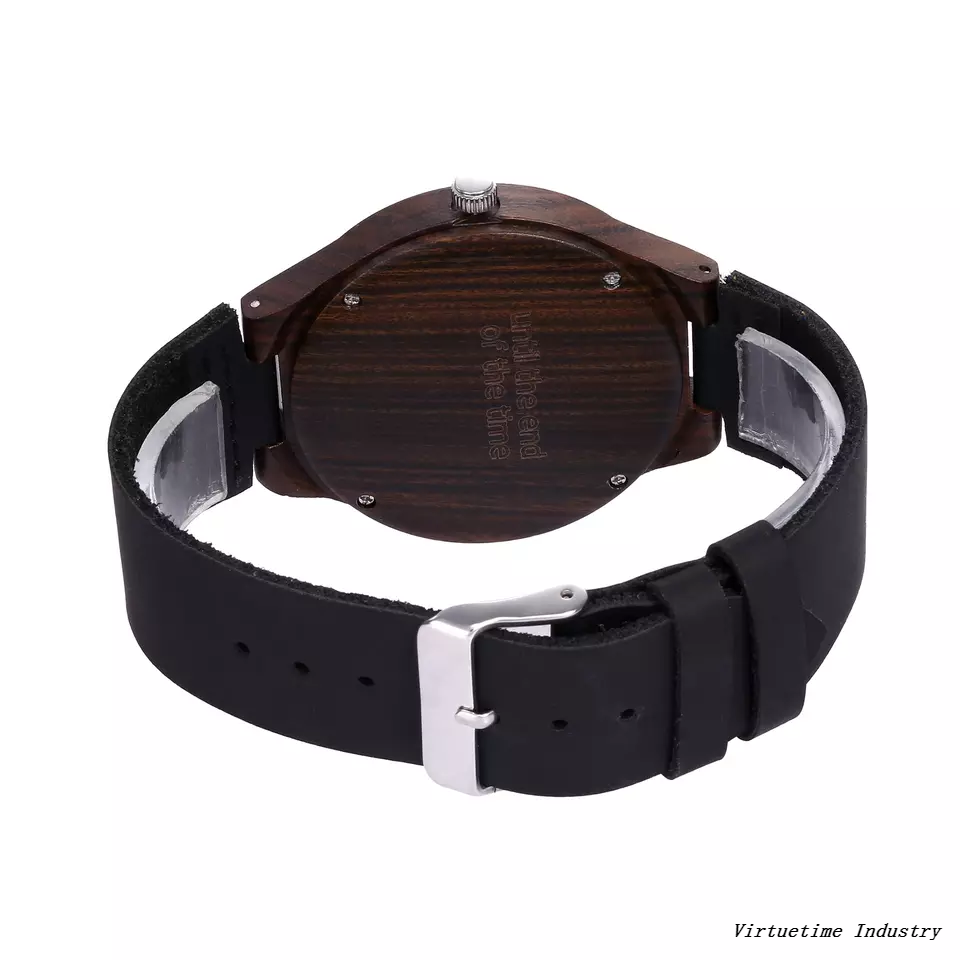 Men's Black Sandal Wooden Watch Low MOQ Popular Wood Watch With Customized Dial Design
