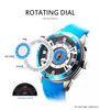 Wholesale Price Men's Sport Stainless Steel Watches with Silicon Band Skeleton Dial Quartz Wristwatch