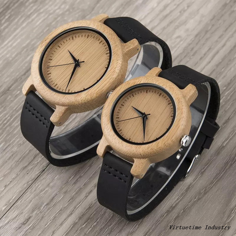 Engraved Handcraft Fashion Wood Watch with Antique Leather Strap