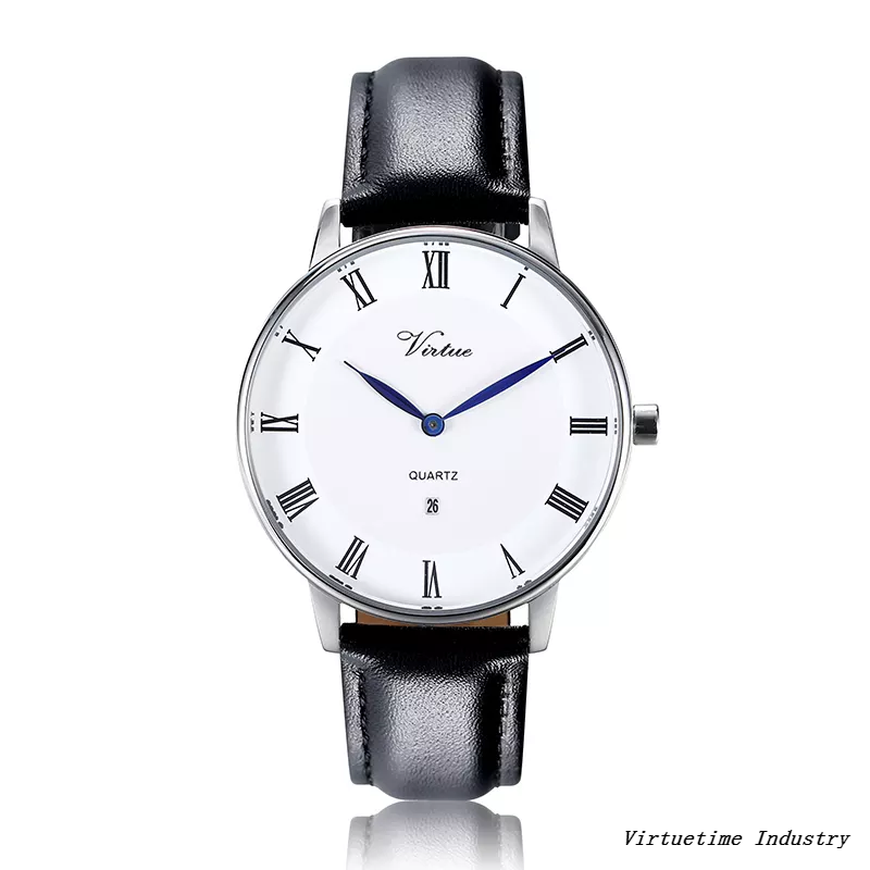 Lady's Vintage Dress Wristwatch with Leather Straps Minimalist Roman Number Stainless Steel Watch with Private Label Design