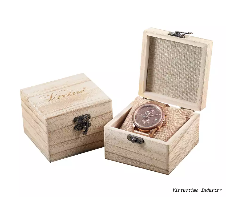 Men's Stainless Steel Wooden Watch Water Resistant Customization Logo Chronograph Quartz Wholesale Wood Watch Low MOQ