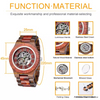 Waterproof Red Wooden Skeleton Dial Automatic Mechanical WristWatch