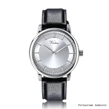 OEM Men's Casual Stainless Steel Wristwatch with Leather Strap Wholesale Price