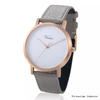 Minimalist Stainless Steel Quartz Watch with Genuine Leather Strap for Unisex Water Resistant
