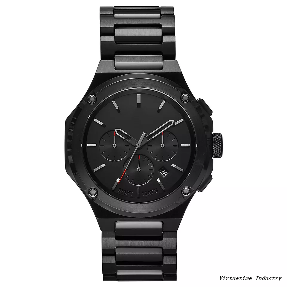 Men's Outdoor Sports Stainless Steel Watches Waterproof Quartz Wristwatch with Date