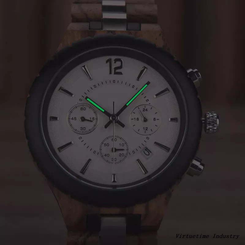 Wood And Steel Watch Wholesale Waterproof Case Luxury Luminous